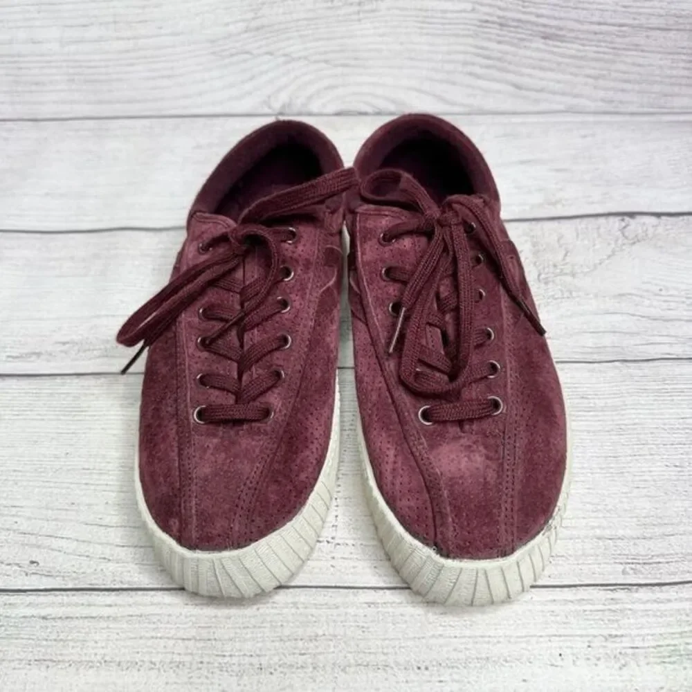 Tretorn Platform Sneakers Suede Burgundy Casual Shoes Women's Size‎ 5.5